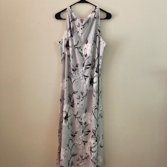 NWT-Grey Print Midi Dress With Thin Jacket Two Piece Outfit XL - Picture 3 of 7